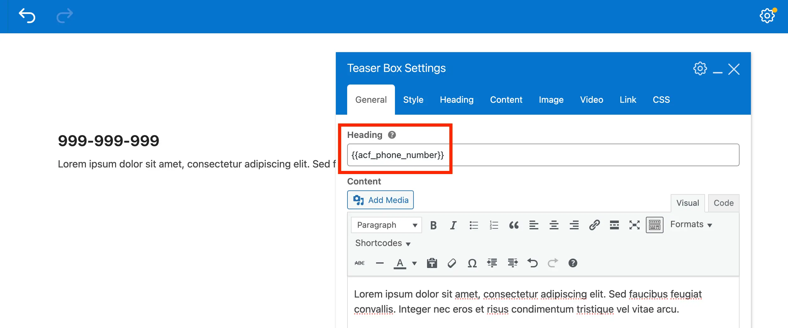 Total WordPress theme acf dynamic variable in text field