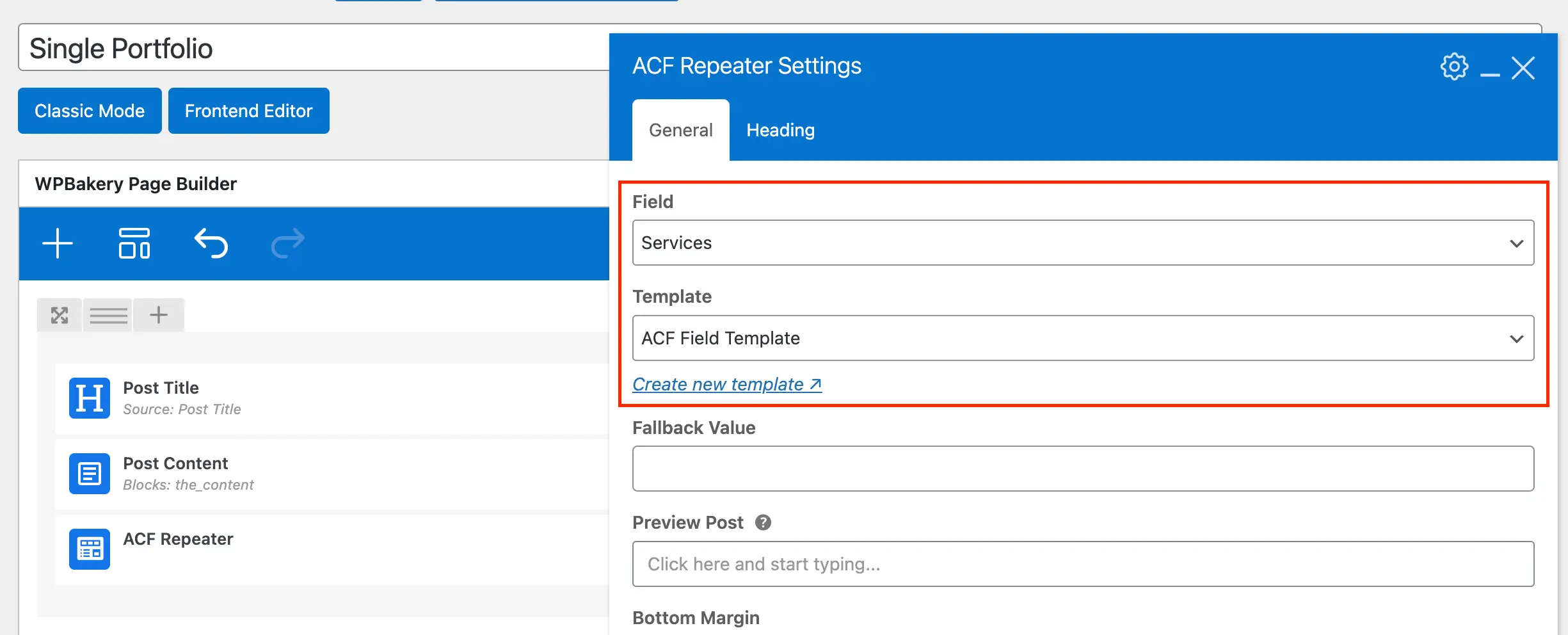 Total theme edit ACF repeater element