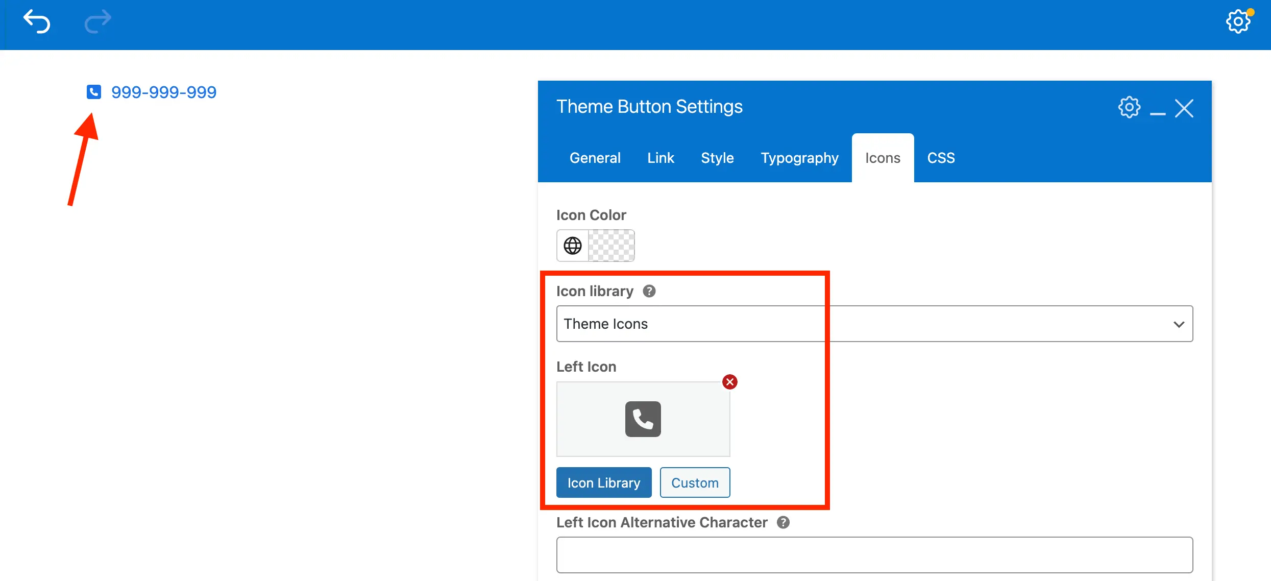 Total theme button select phone icon