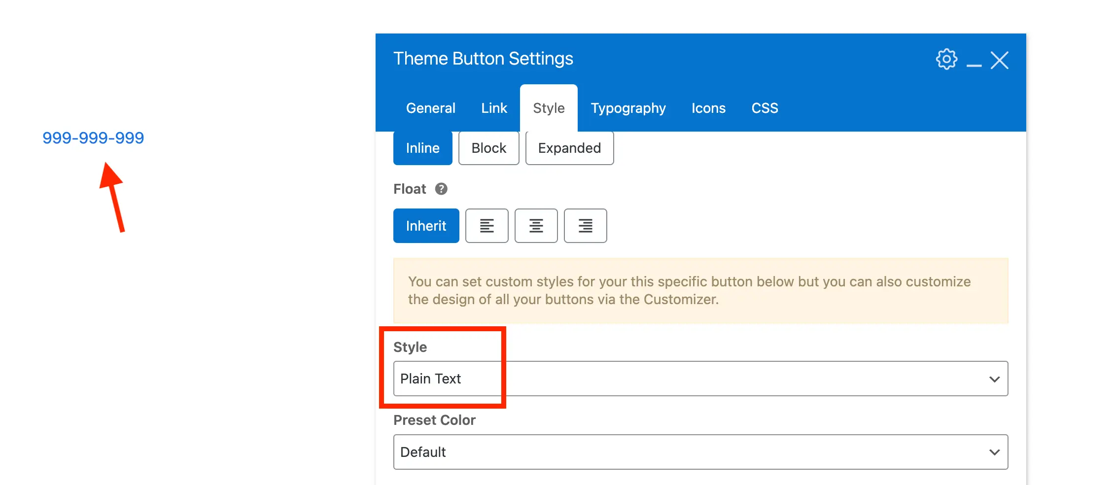 Total Button plain link style