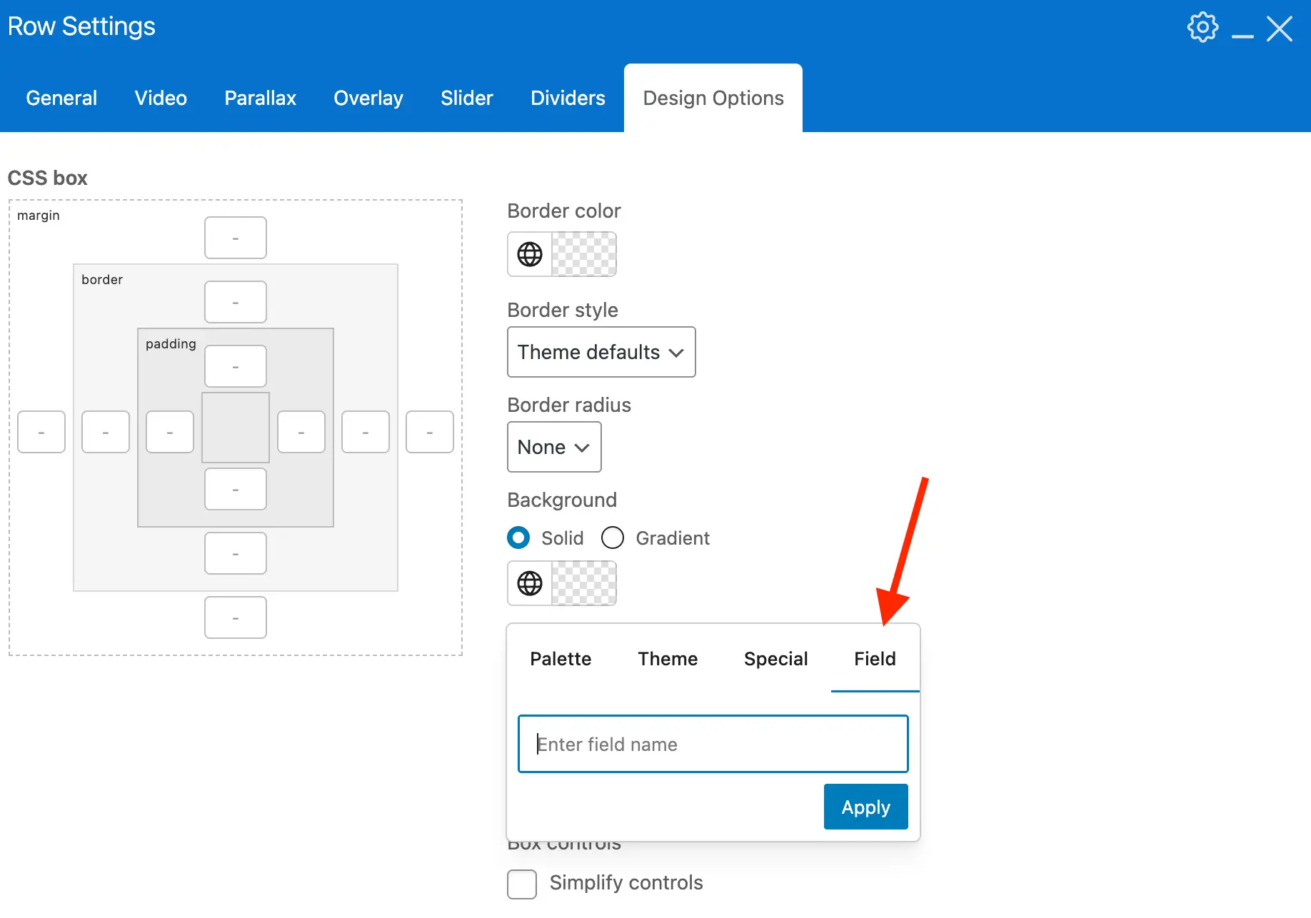 Total theme custom field color