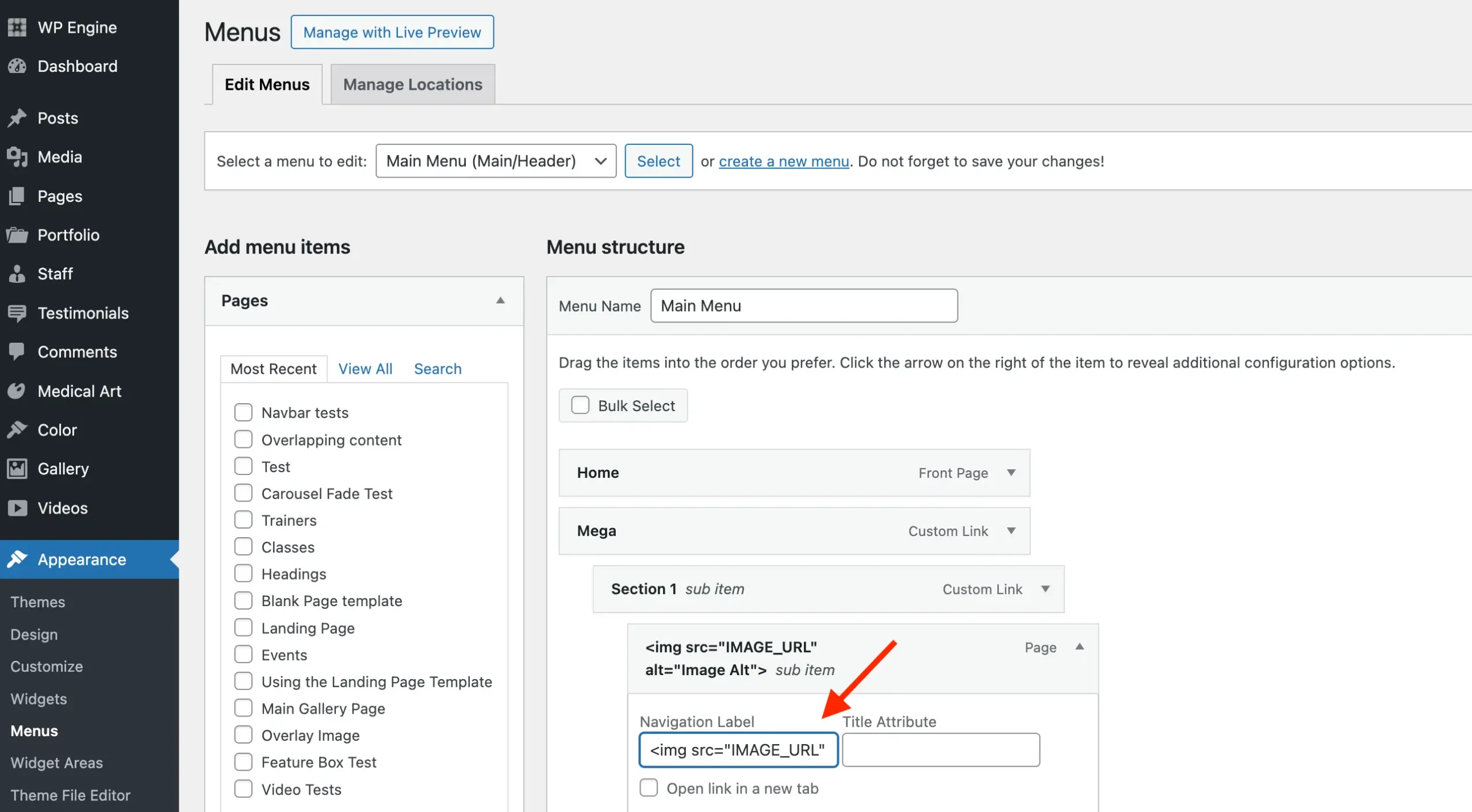 Total theme add image to menu item