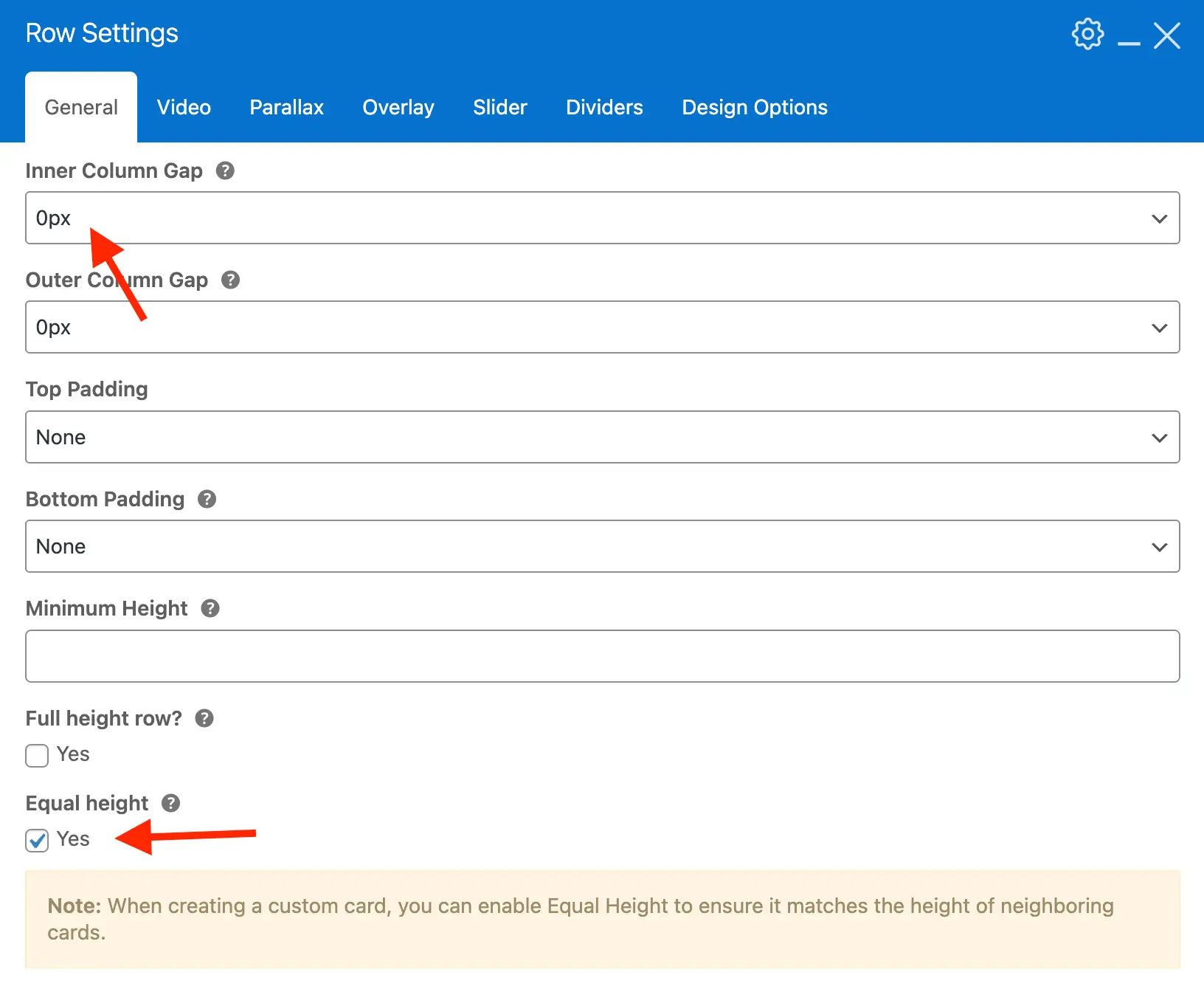 Total theme row inner column and equal height options