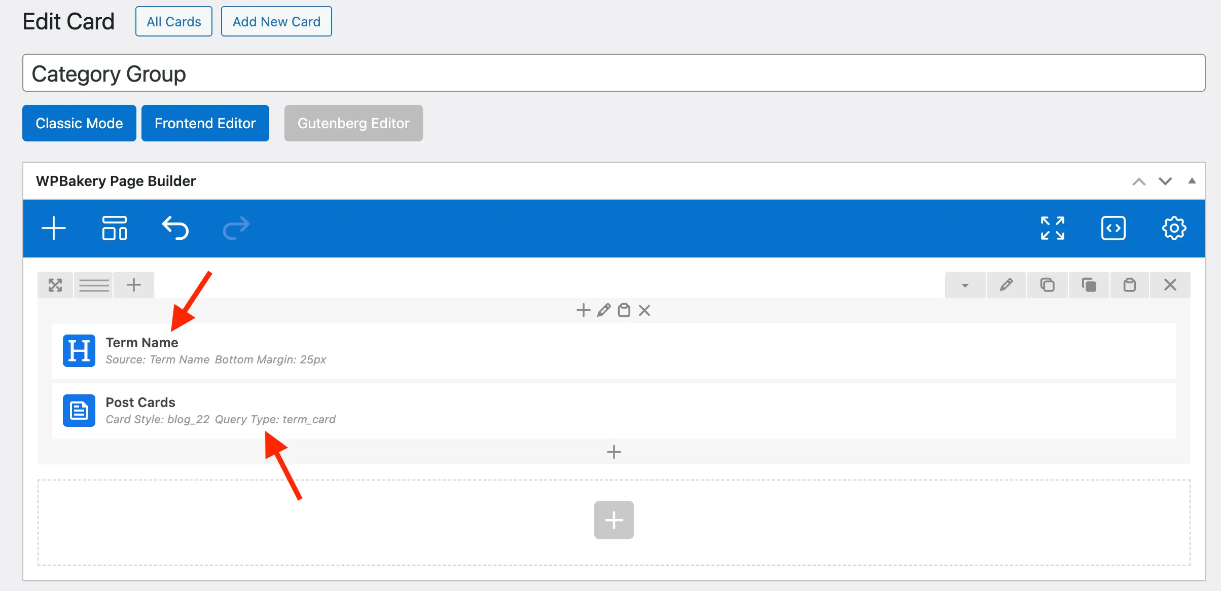 Total theme term card with Post Cards example