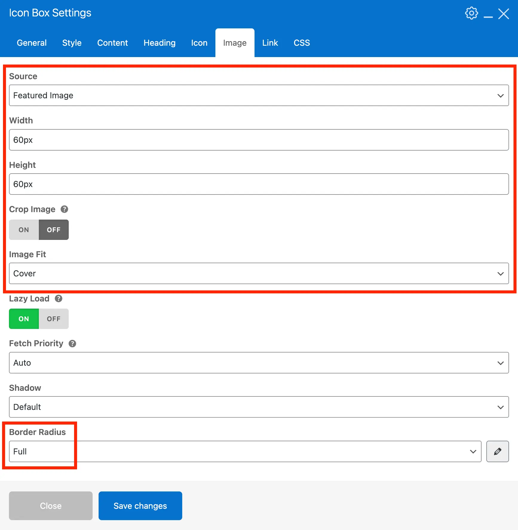 Total theme icon box testimonial image settings