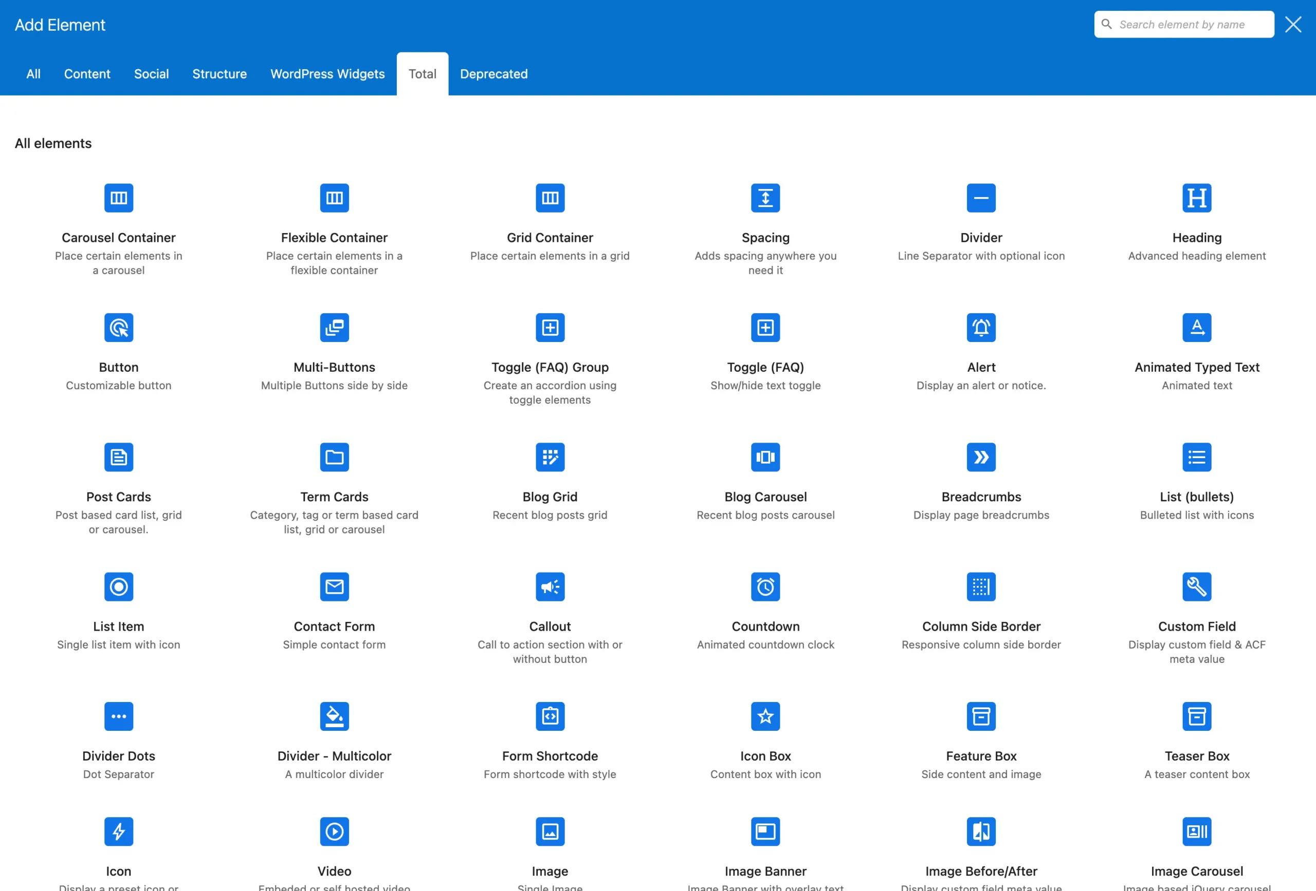Total WPBakery theme elements tab