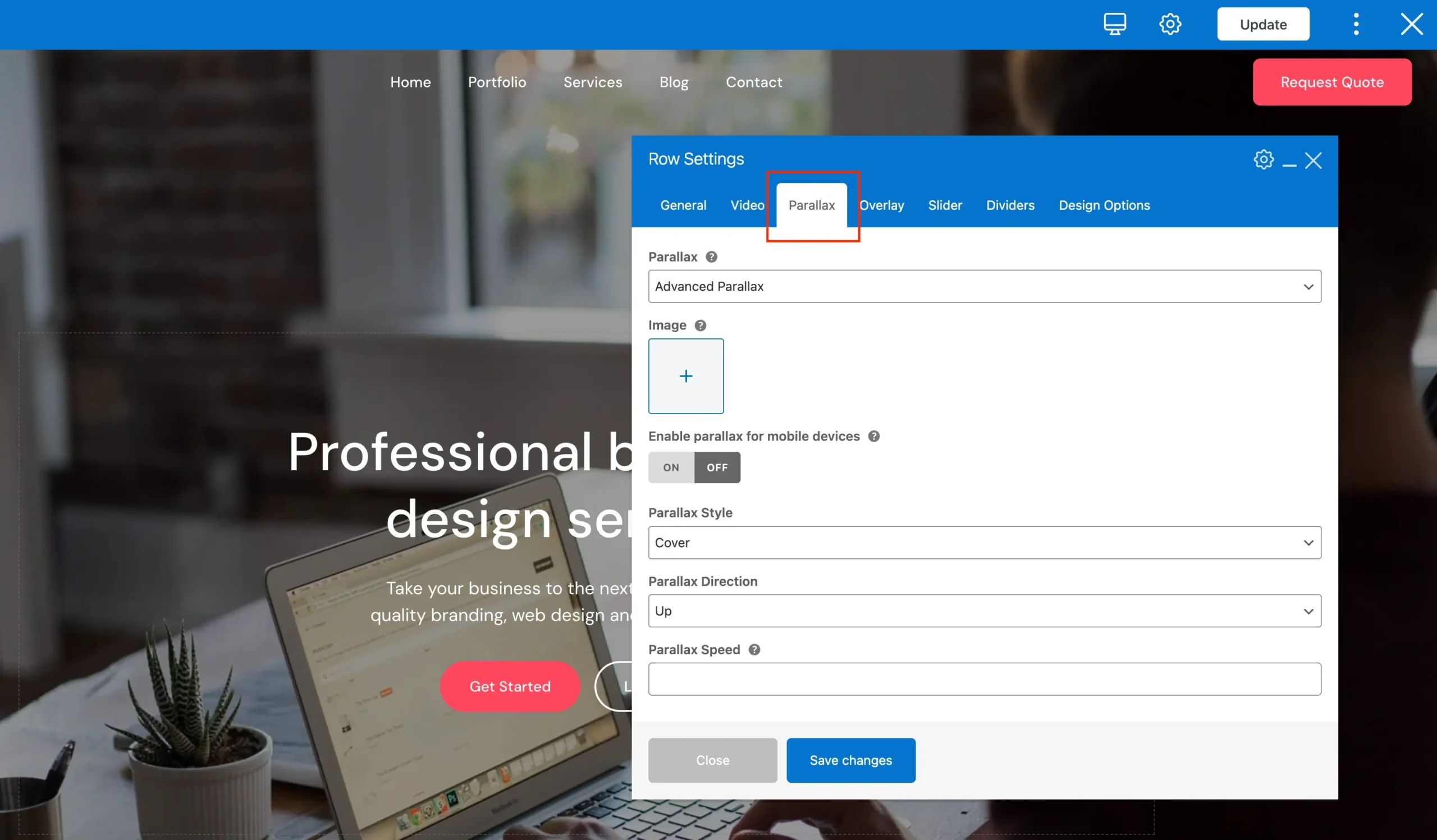 Total theme WPBakery parallax backgrounds