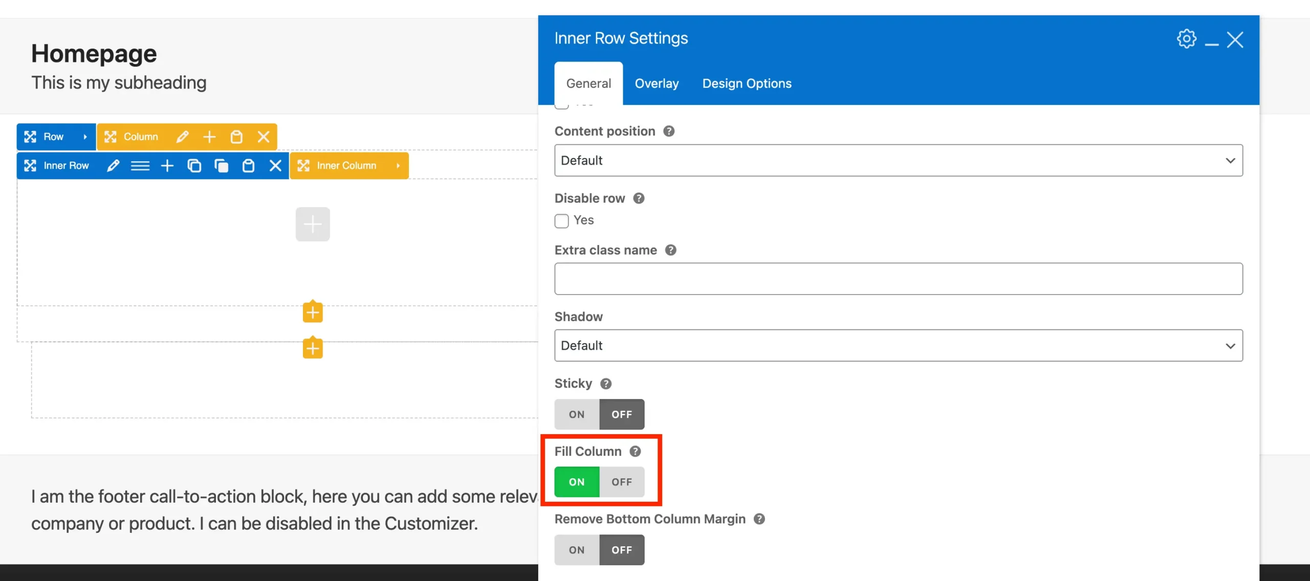 Total theme WPBakery inner row fill column toggle