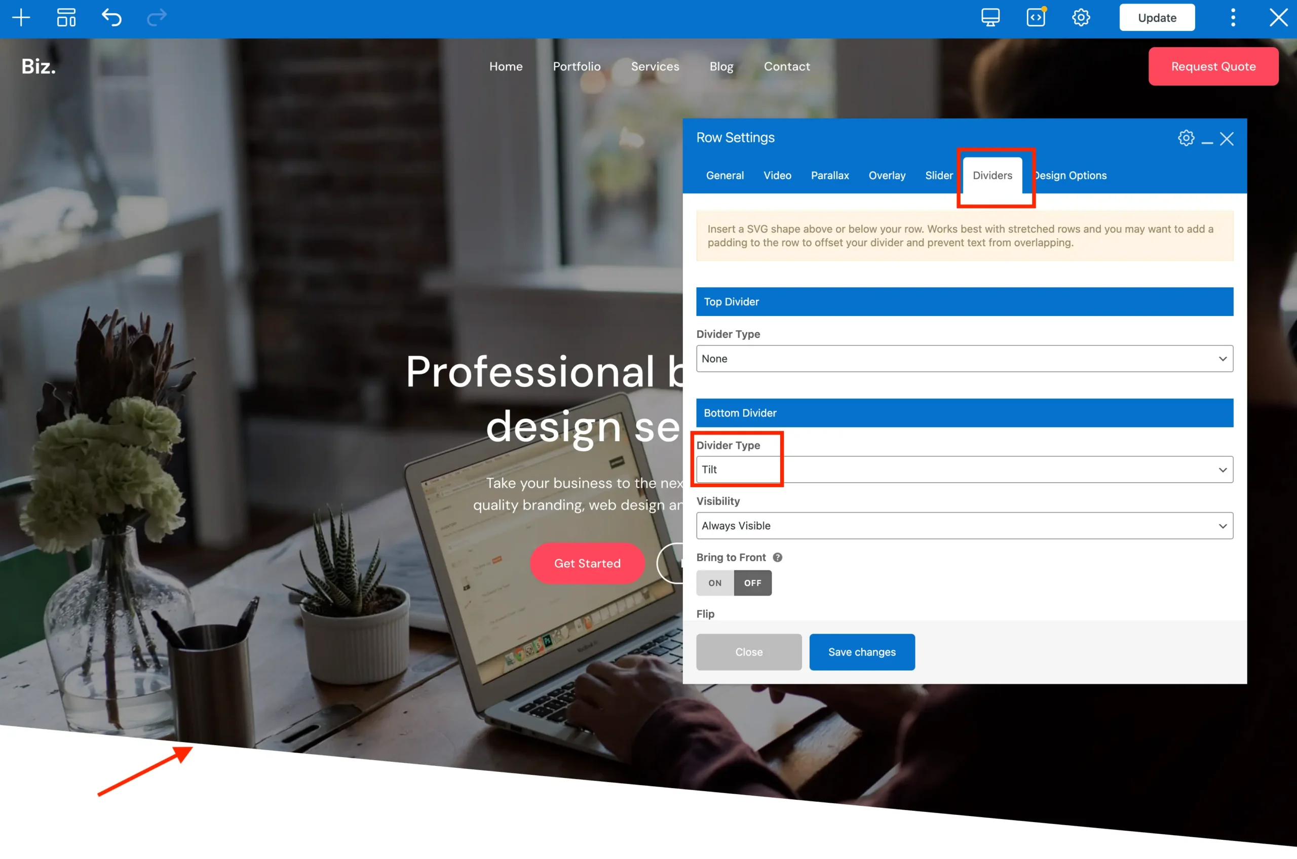 Total theme WPBakery shape divider