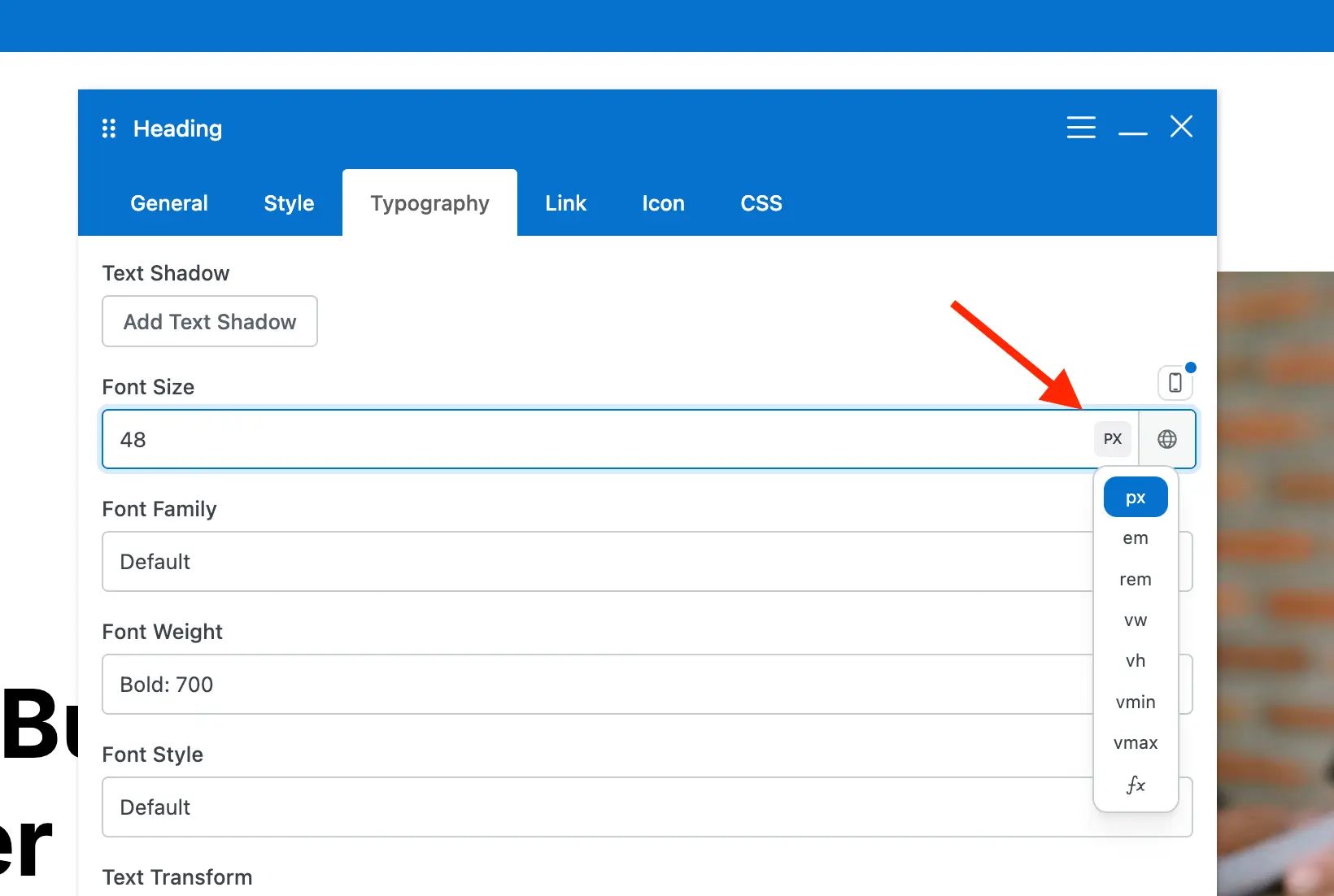 Total theme unit select in WPBakery field