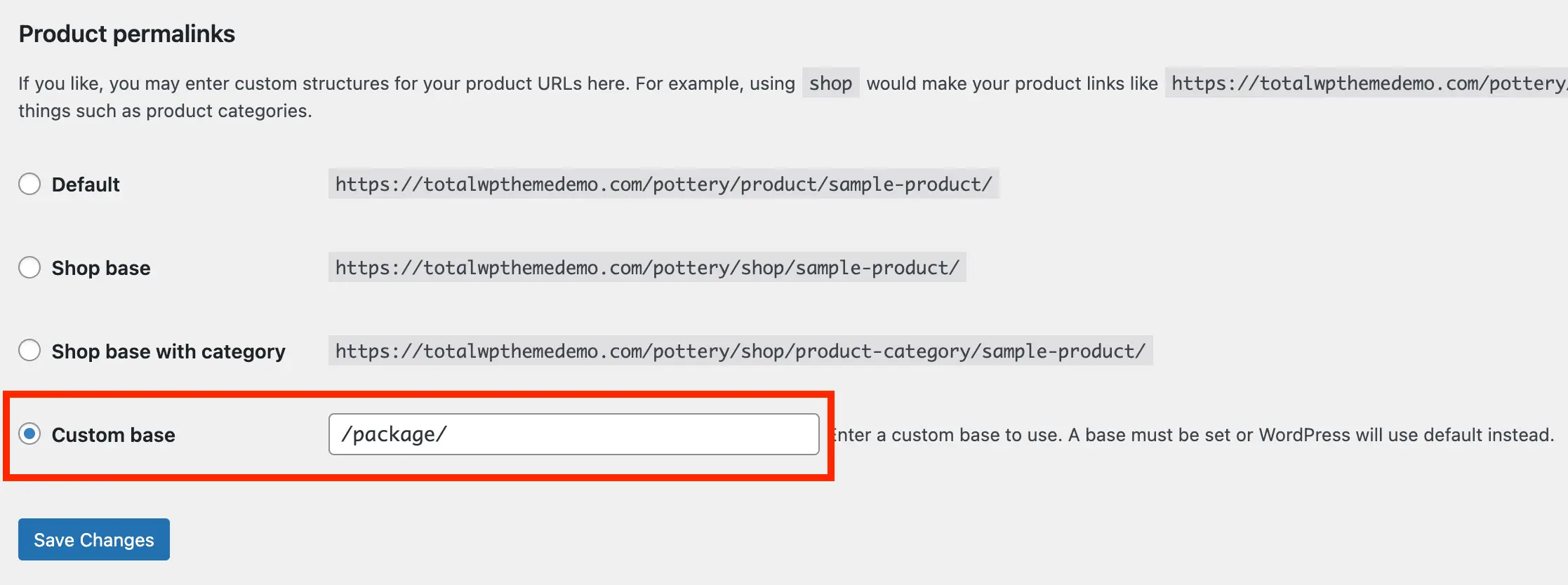 WooCommerce custom shop page setting