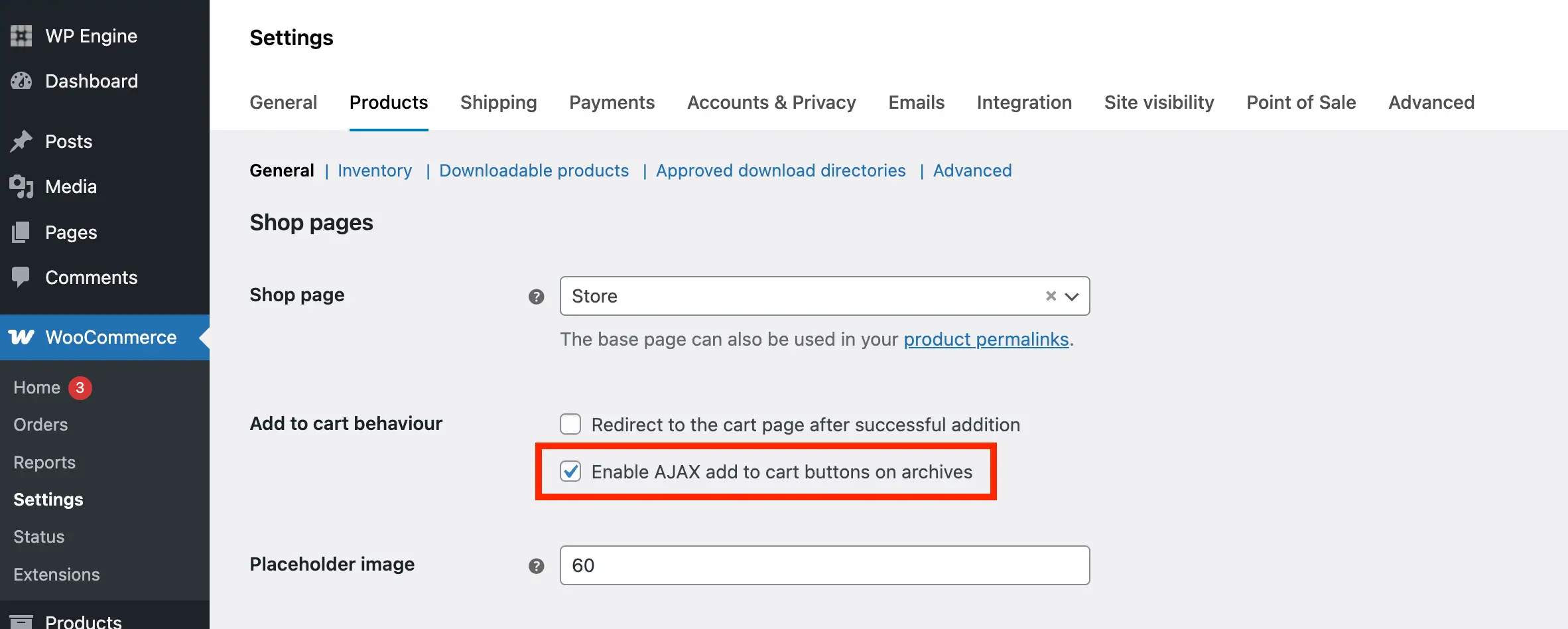 WooCommerce enable ajax add to cart buttons on archives option