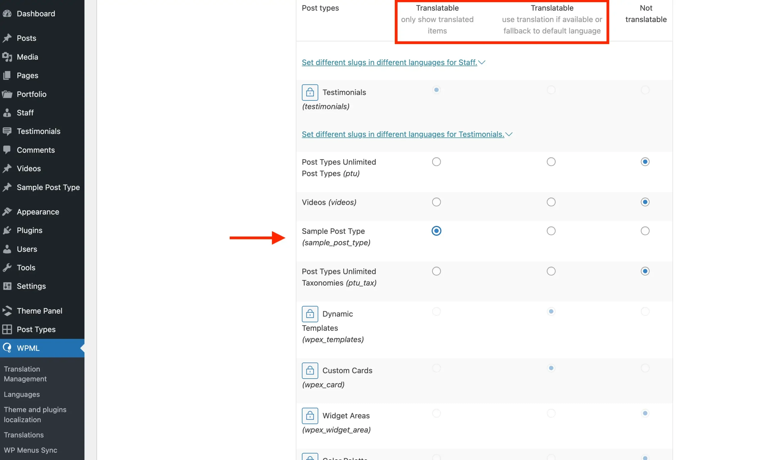 WPML enable translation for custom post type