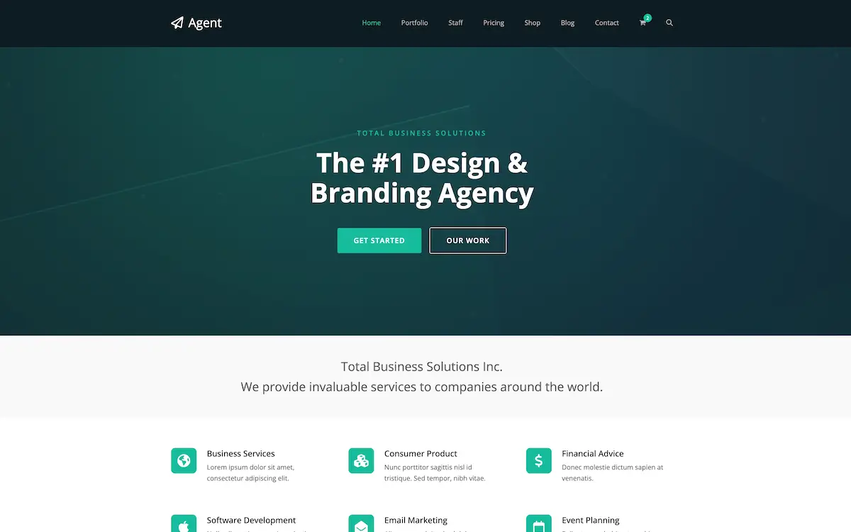 Agent Total Theme Demo Screenshot