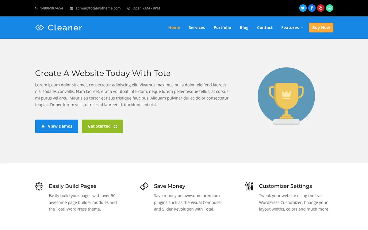 Cleaner Total Theme Demo Screenshot