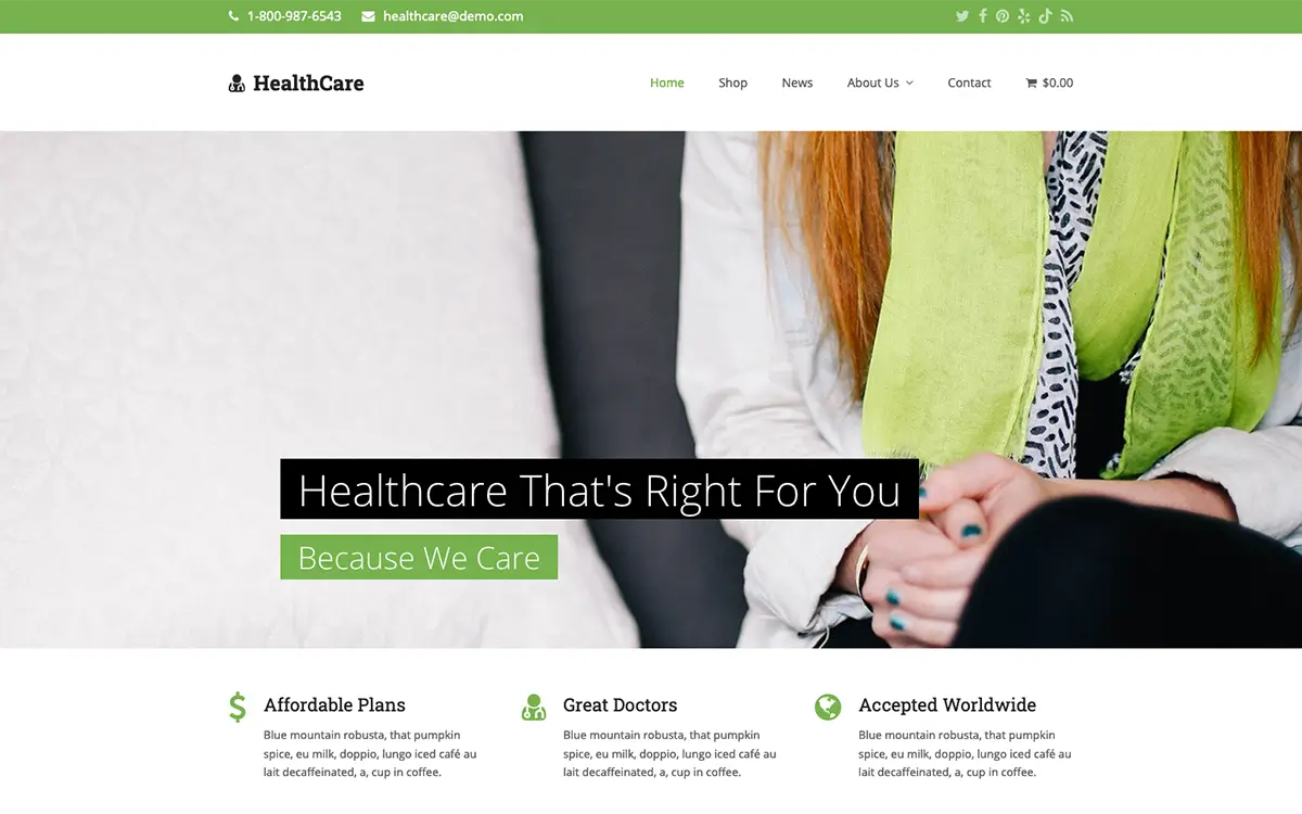 Healthcare Total Theme Demo Screenshot