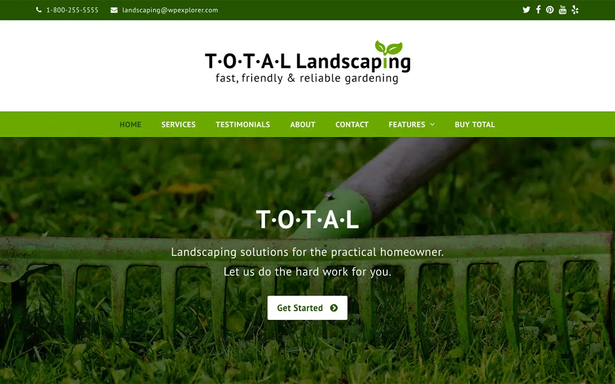 Landscaping Total Theme Demo Screenshot