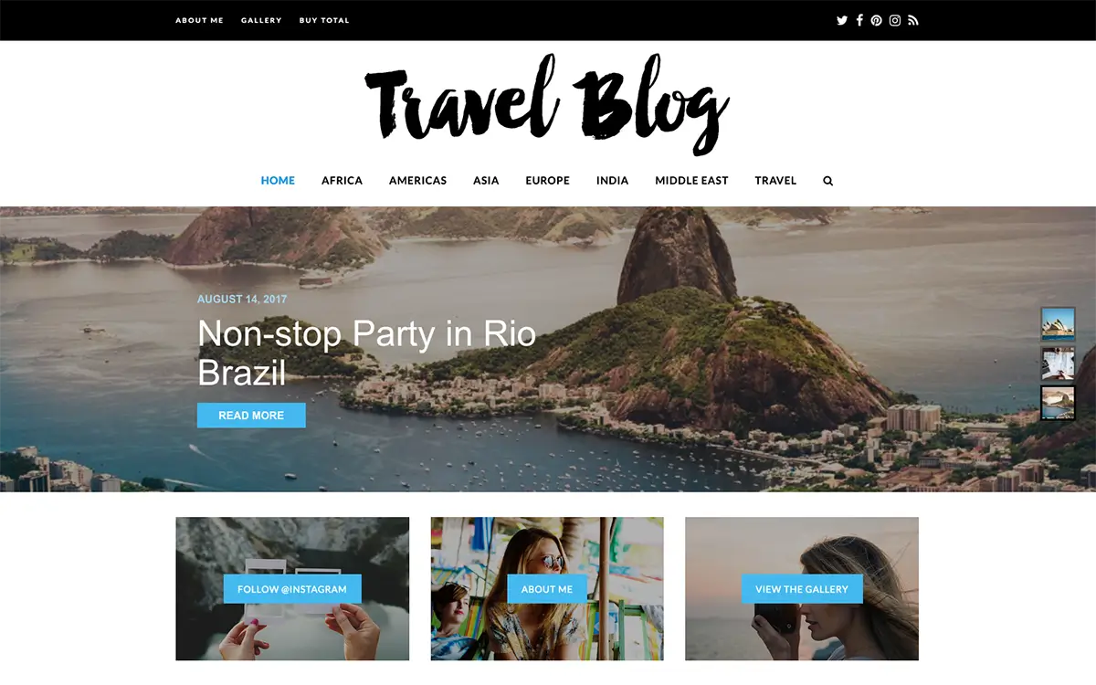 Travel Blog Total Theme Demo Screenshot